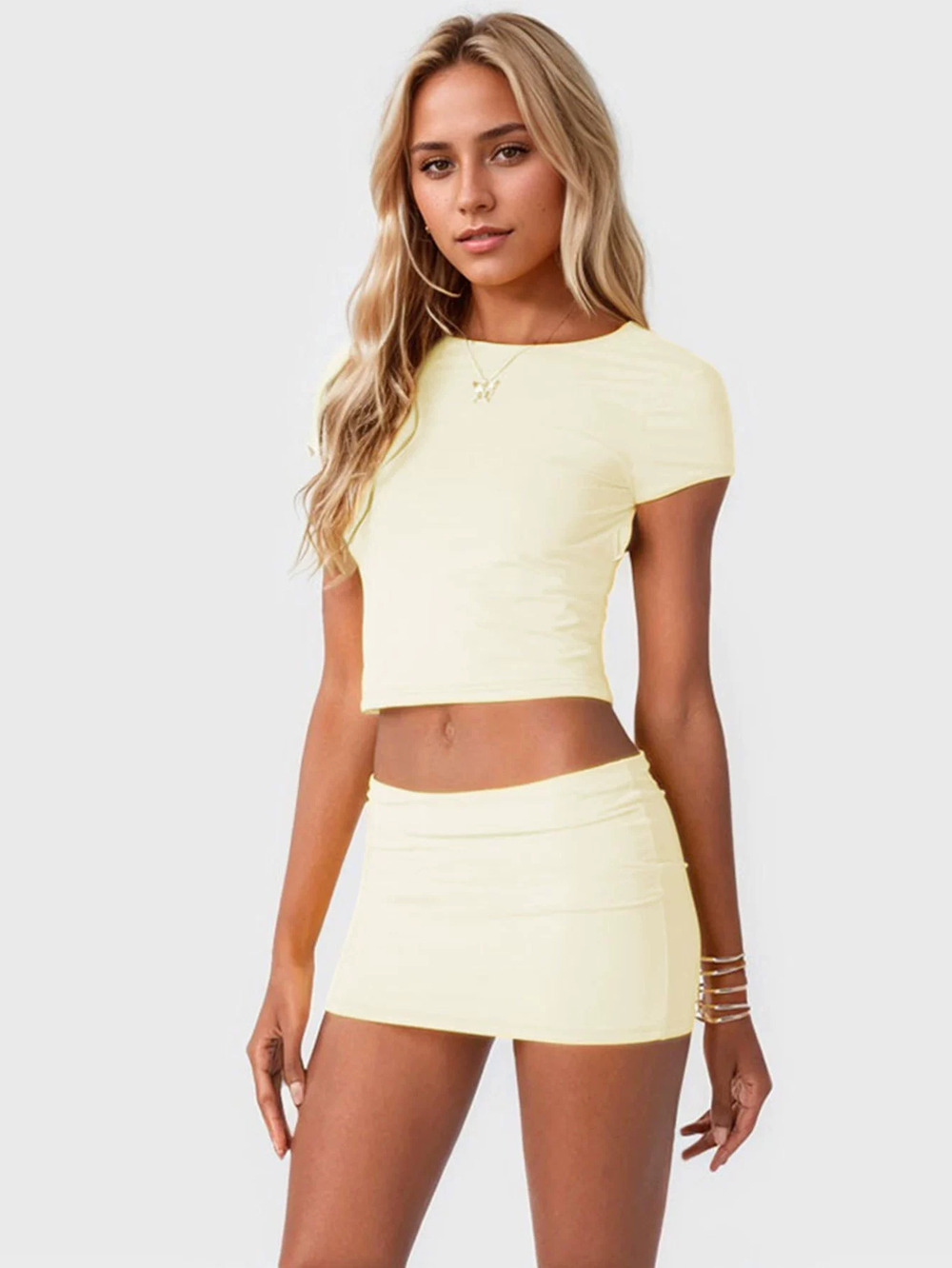 ZARA Summer Simple Sexy Backless Top Bodycon Skirt 2-Piece Set